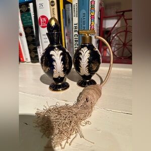 Vintage Portuguese ELPA Alcobaça Cobalt Blue Perfume Atomizer & Vanity Bottle